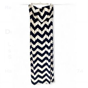 Navy and White Striped Maxi dress, large